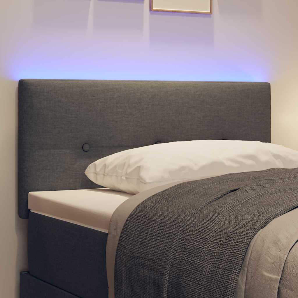 LED Headboard with LED Strip Lights Dark Grey 90 cm Fabric